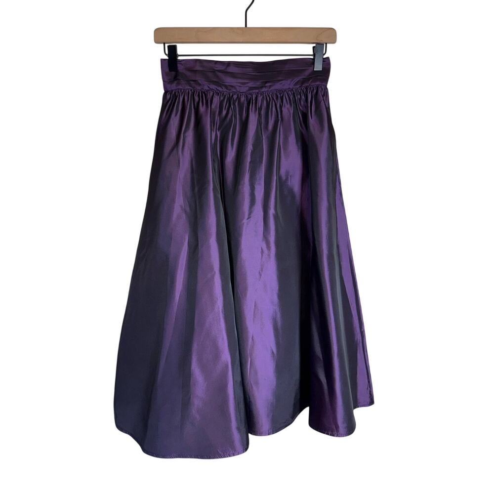 VINTAGE GUNNE SAX 80s Metallic Purple Satin-Lined Full Length Maxi Skirt 9